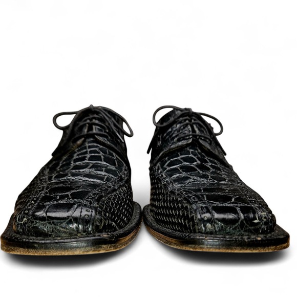 David Eden Alligator Dress Shoes Black Size 10 Oxfords Genuine Leather Exotic - Picture 10 of 16
